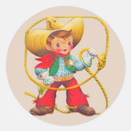 Cowboy Sherriff Boy's Verjaardagsfeestje Ronde Sticker