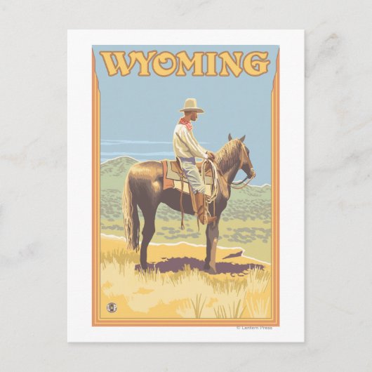 Cowboy (Side View) Wyoming Briefkaart (Voorkant)