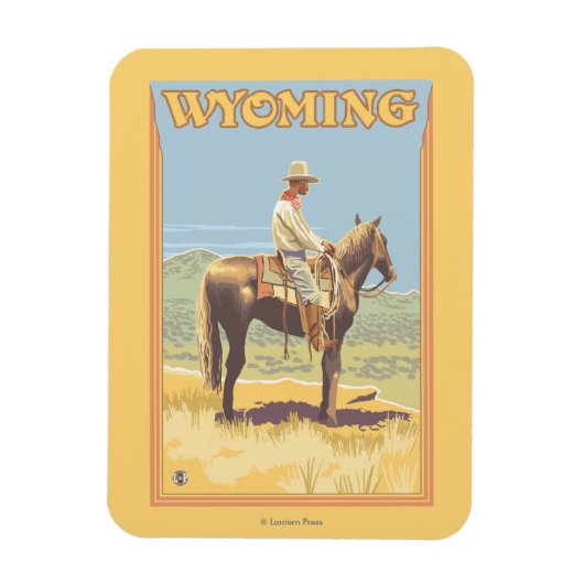 Cowboy (Side View) Wyoming Magneet (Verticaal)