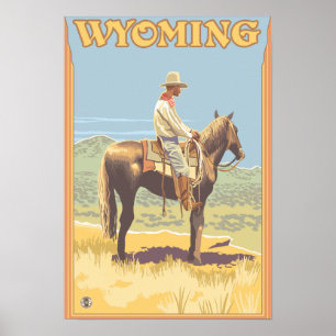 Cowboy (Side View) Wyoming Poster