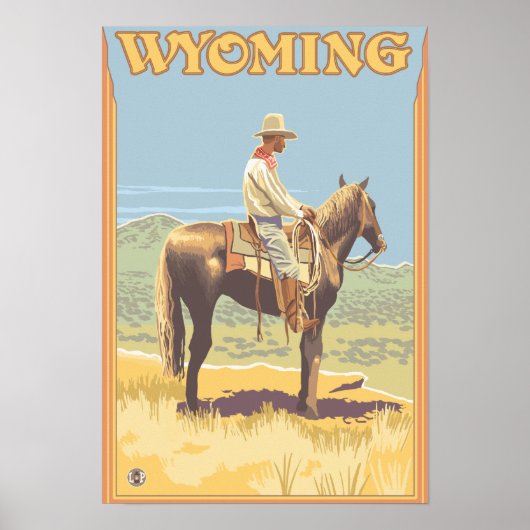 Cowboy (Side View) Wyoming Poster (Voorkant)