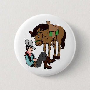 Cowboy Siesta Horse Resting Lazy Day Ronde Button 5,7 Cm