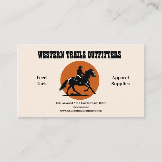 Cowboy Silhouette en Sun Circle Visitekaartje (Voorkant)