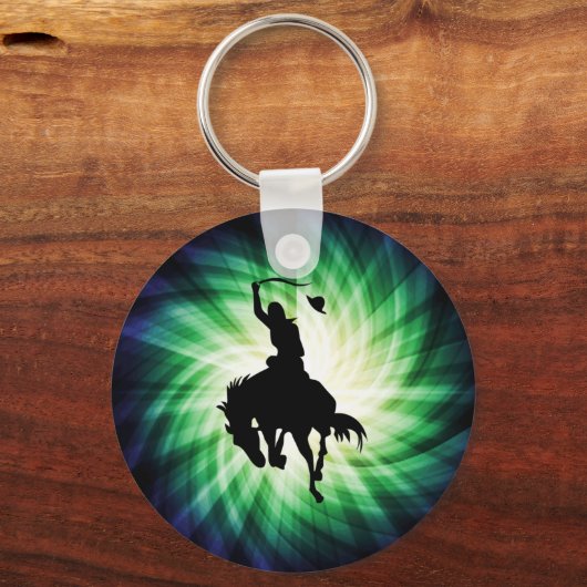 Cowboy Silhouette; gloeien Sleutelhanger (Voorkant)