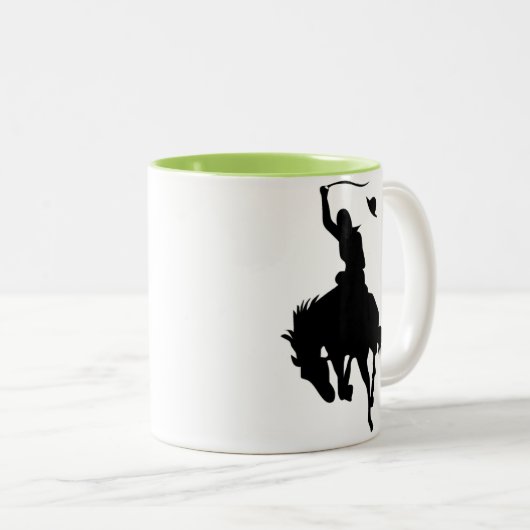 Cowboy Silhouette; Gloeiend Tweekleurige Koffiemok (Voorkant rechts)