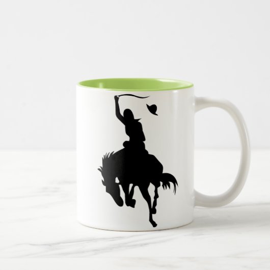 Cowboy Silhouette; Gloeiend Tweekleurige Koffiemok (Rechts)