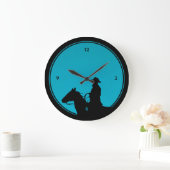 Cowboy Silhouette on Turquoise Grote Klok (Huis)