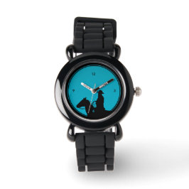 Cowboy Silhouette on Turquoise Watch Horloge