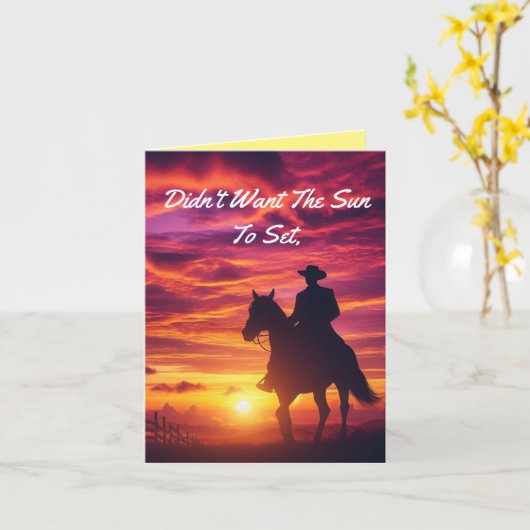 Cowboy Silhouette Verjaardag Wenskaart Kaart (Gele Bloem)