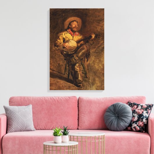  Cowboy Singing door Thomas Eakins Canvas Afdruk (Insitu (Woonkamer))