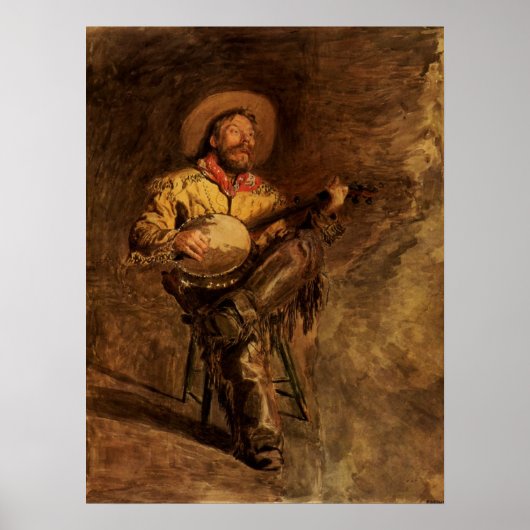  Cowboy Singing door Thomas Eakins Poster (Voorkant)