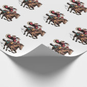 Cowboy Sinterklaas Kerstman Riddt op een Paard Ker Cadeaupapier (Hoek)