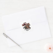 Cowboy Sinterklaas Kerstman Riddt op een Paard Ker Vierkante Sticker (Envelop)