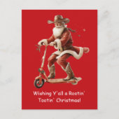 Cowboy Sinterklaas op scooter Kerstgroet Briefkaart (Voorkant)