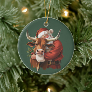 Cowboy Sinterklaas Western Roping Kerst Vintage Keramisch Ornament