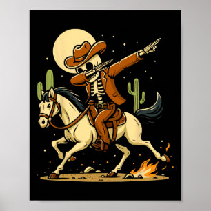 Cowboy Skeleton Dabbing Shirt Poster