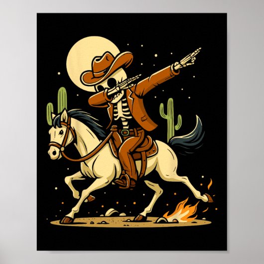 Cowboy Skeleton Dabbing Shirt Poster (Voorkant)