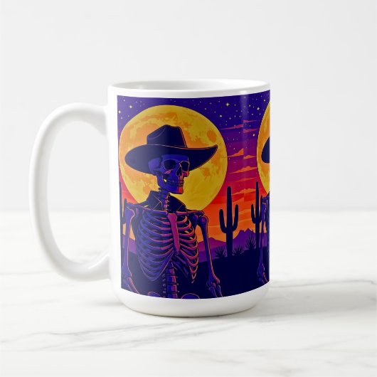 Cowboy Skeleton Under the Desert Moon Koffiemok (Links)