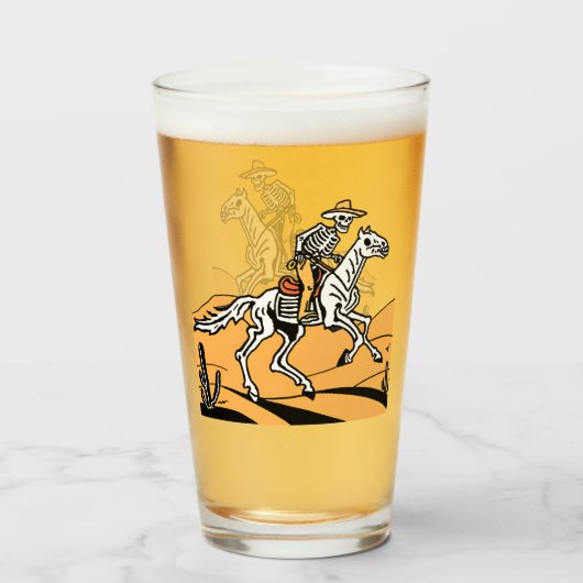 Cowboy Skeleton Western Skelet Glas (Voorkant gevuld)