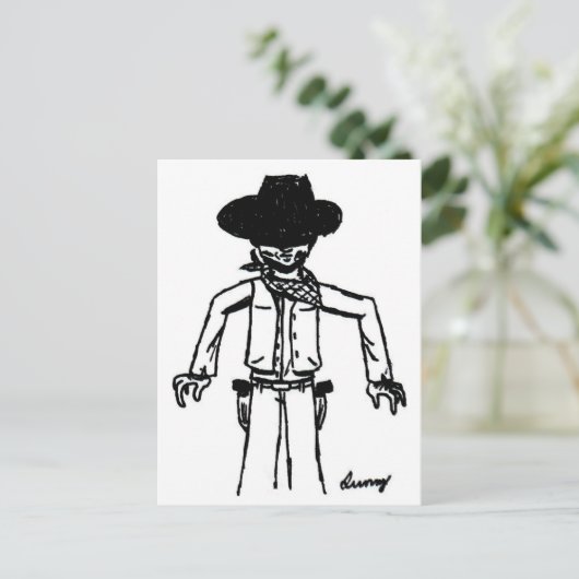 Cowboy Sketch Briefkaart (Staand voorkant)