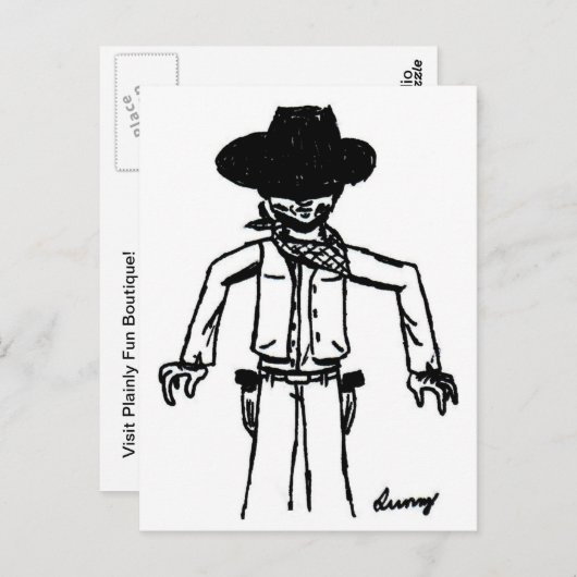 Cowboy Sketch Briefkaart (Voorkant / Achterkant)