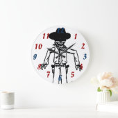 Cowboy Sketch Clock Grote Klok (Huis)