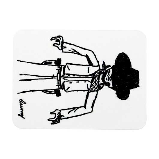 Cowboy Sketch Flexible Magnet Magneet (Horizontaal)