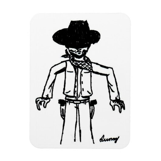 Cowboy Sketch Flexible Magnet Magneet (Verticaal)