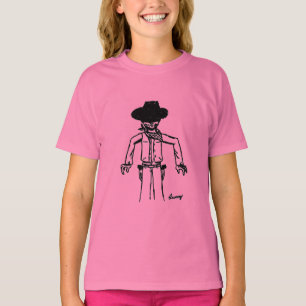 Cowboy Sketch Girls Baby Doll T-Shirt