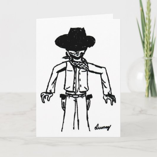Cowboy Sketch "Howdy Pardner" Wenskaart Kaart (Voorkant)