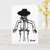 Cowboy Sketch "Howdy Pardner" Wenskaart Kaart (Gele Bloem)