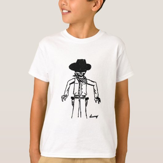Cowboy Sketch Kinder Basic T-Shirt - Meer KLEUREN! (Voorkant)
