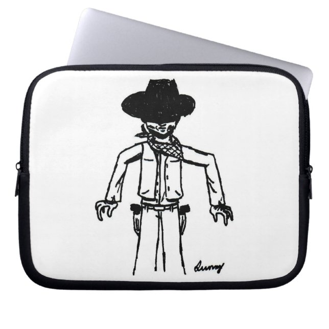 Cowboy Sketch-laptophoes Laptop Sleeve (Voorkant)