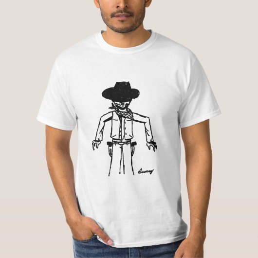 Cowboy Sketch Mannen Value T-Shirt (Voorkant)