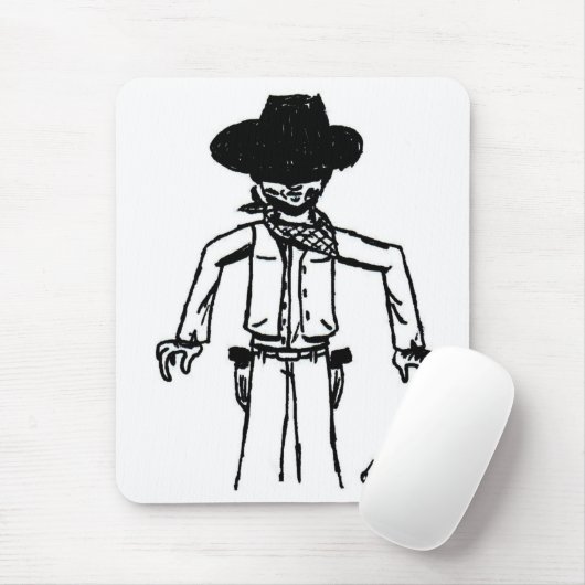 Cowboy Sketch Mousepad Muismat (Met muis)