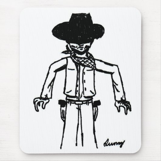 Cowboy Sketch Mousepad Muismat (Voorkant)