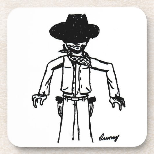 Cowboy Sketch-Onderzetters - set van 6 Drankjes Onderzetter (Voorkant)