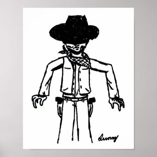 Cowboy Sketch Print (Voorkant)