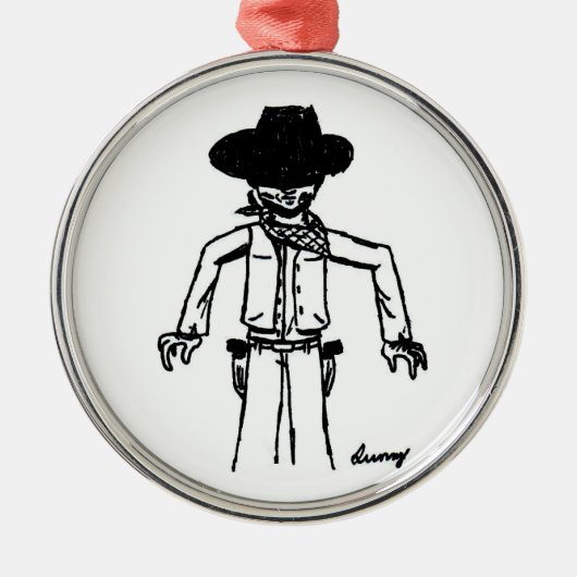 Cowboy Sketch Round Ornament (Voorkant)