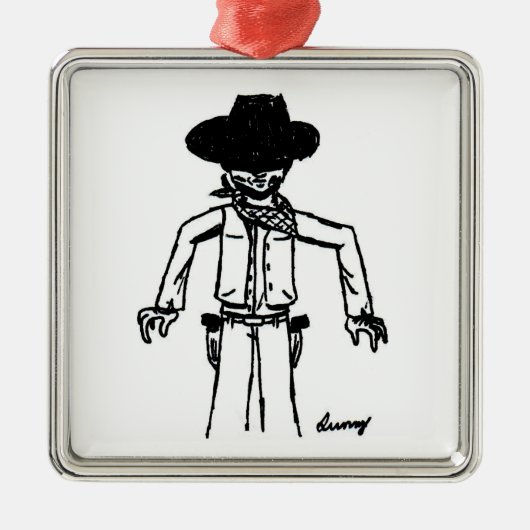 Cowboy Sketch Square Ornament (Voorkant)
