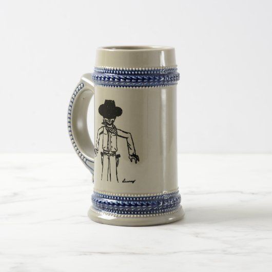 Cowboy Sketch Stein Bierpul (Voorkant links)