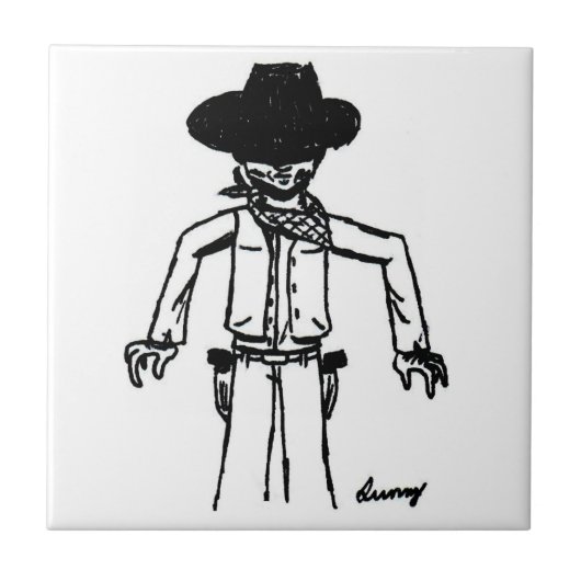 Cowboy Sketch Tegel Tegeltje (Voorkant)