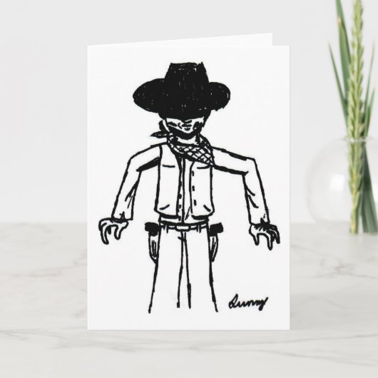 Cowboy Sketch Wenskaart Kaart (Voorkant)