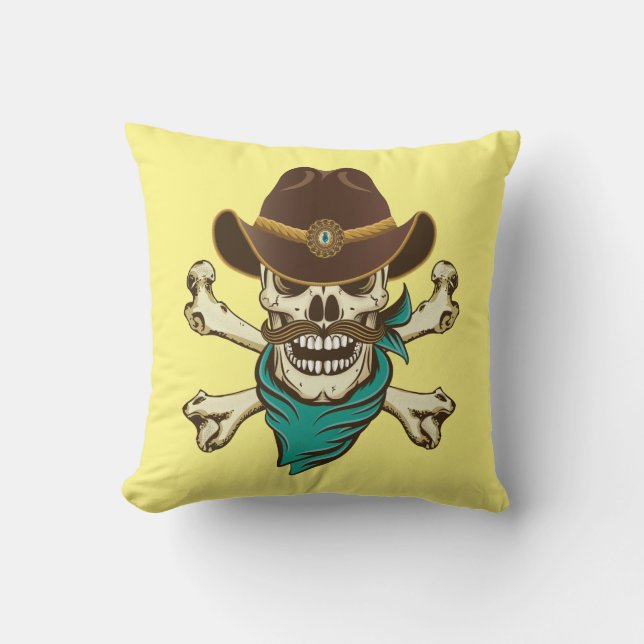 Cowboy Skull en Crossbones Kussen (Voorkant)