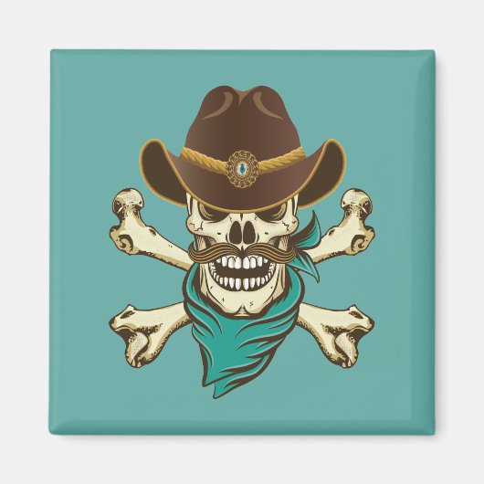 Cowboy Skull en Crossbones Magneet (Voorkant)