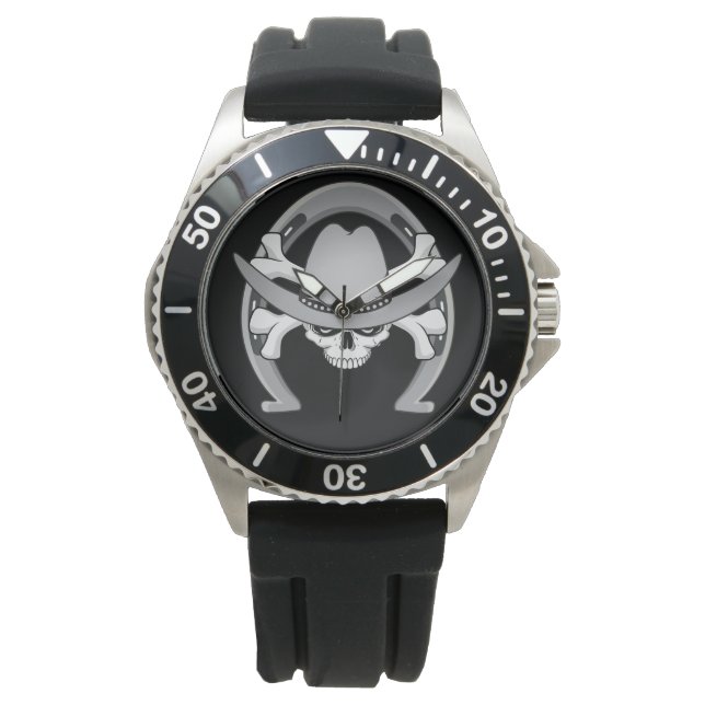 Cowboy Skull Hoefijzer Horloge (Voorkant)