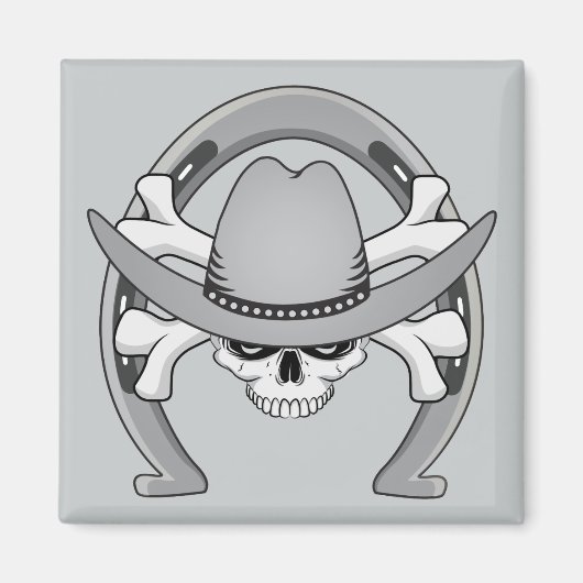Cowboy Skull Hoefijzer Magneet (Voorkant)