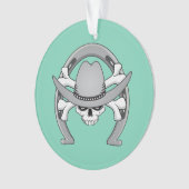 Cowboy Skull Hoefijzer Ornament (voorkant)