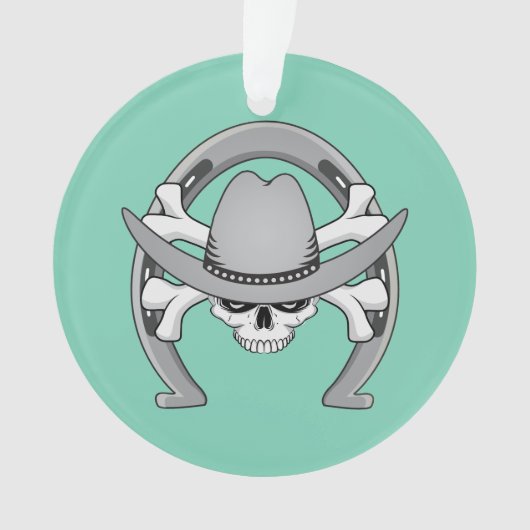 Cowboy Skull Hoefijzer Ornament (voorkant)