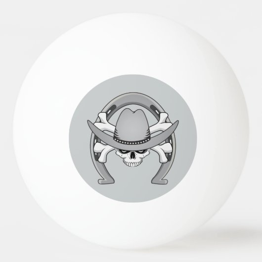 Cowboy Skull Hoefijzer Pingpongbal (Voorkant)